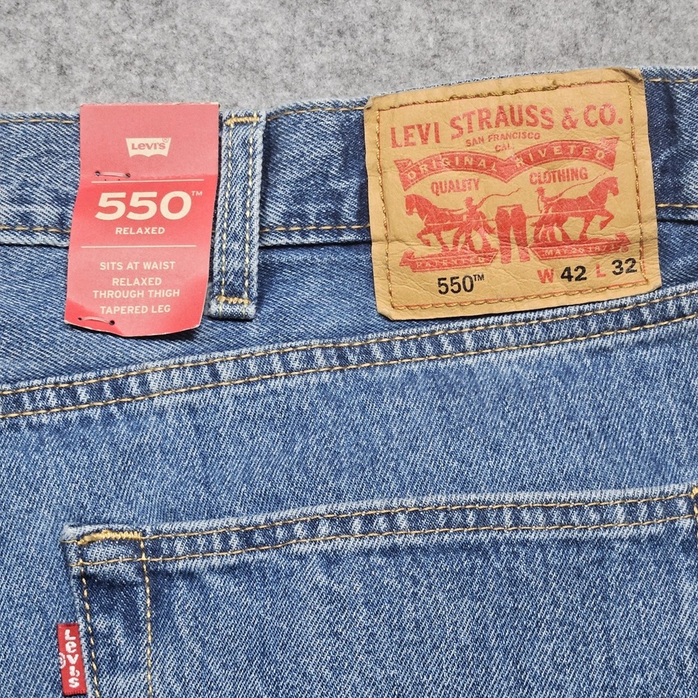 Levi's Mens Big & Tall 505 Relaxed Fit Jeans, Medium Stonewash, 42W x 32L